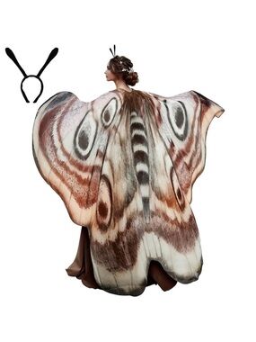 2 Pcs Halloween Moth Wings Costume Moth Cape Butterfly Shawl Accessory With🤩